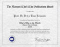Certificate, Marquis Who’s Who in the World (enlarge)