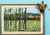 Framed oil painting of a vineyard landscape at Korte (enlarge)